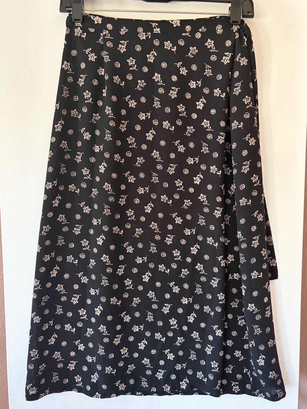 Pendleton Classic Vintage Floral Medallion Black Wrap Midi Skirt 6